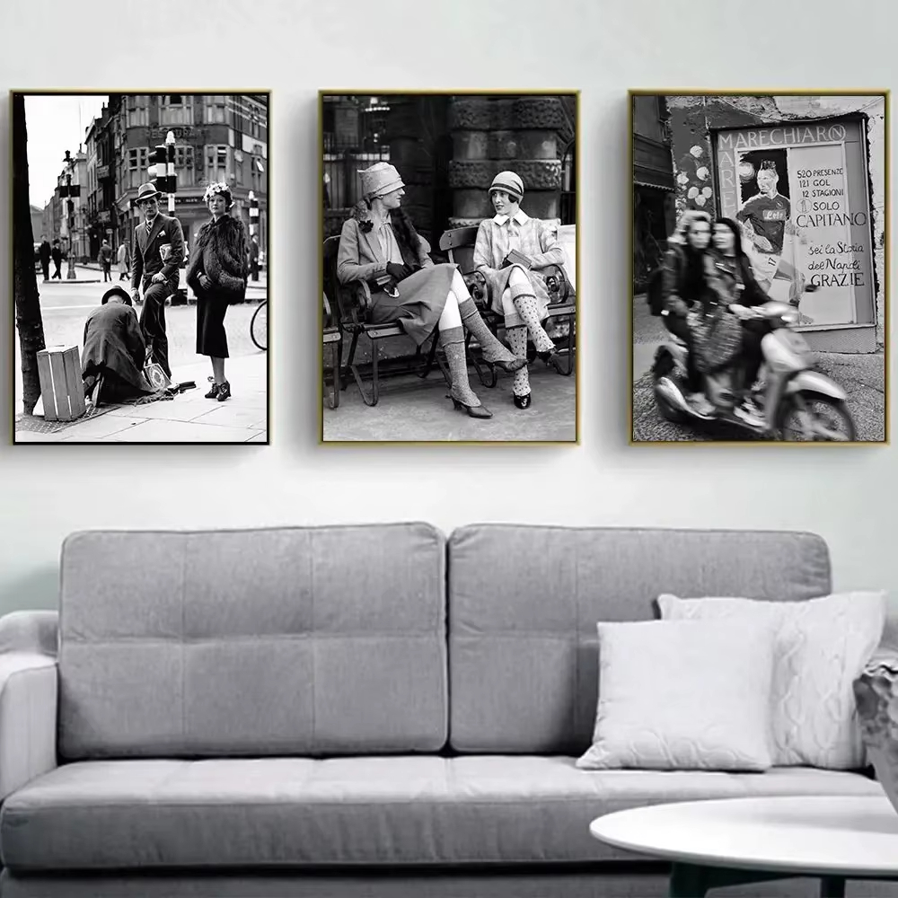 Vintage Fashion Prints For Wall - Pôster de rua vintage em preto