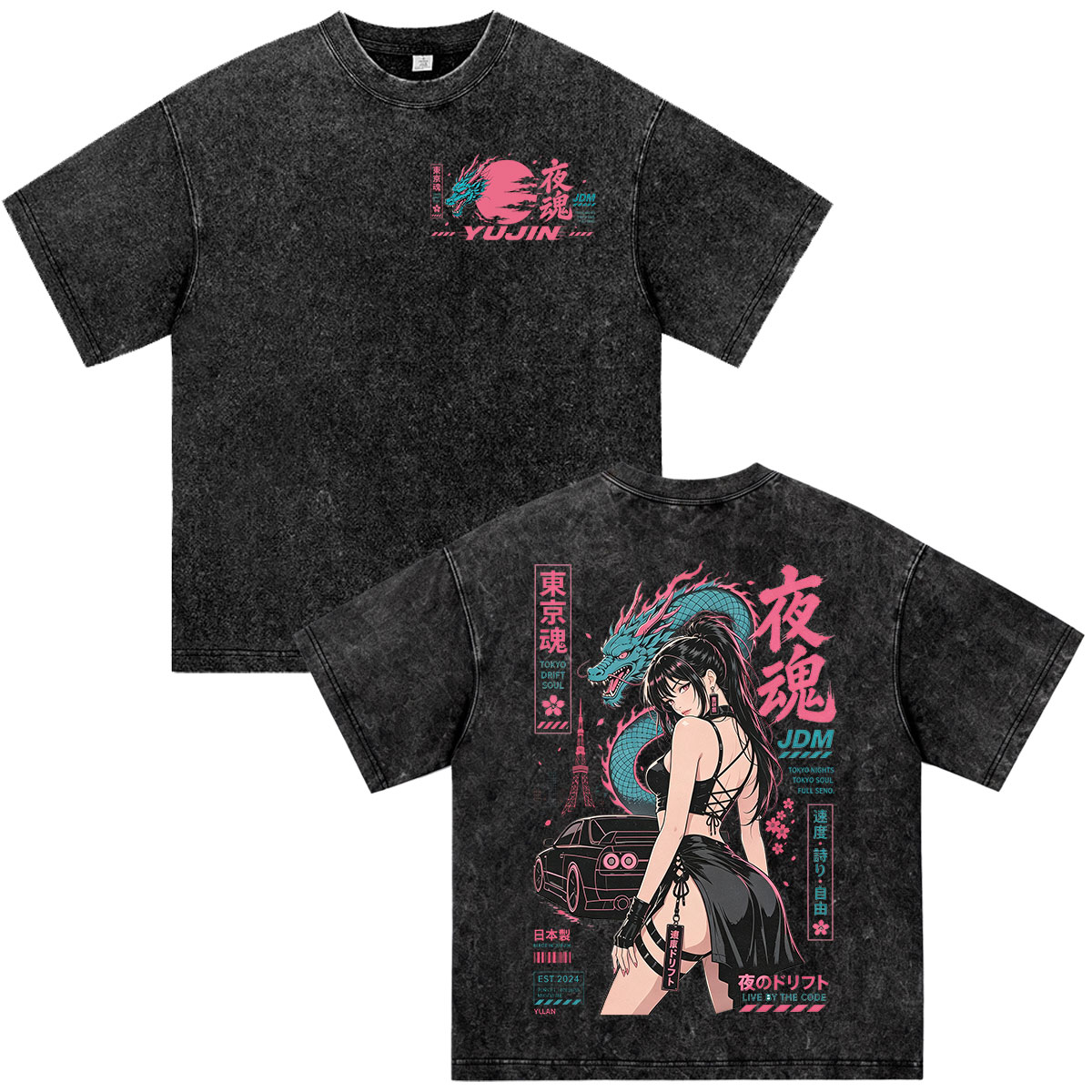 Vintage Fashion Tokyo - Camiseta Vintage Lavada Anime Initial D