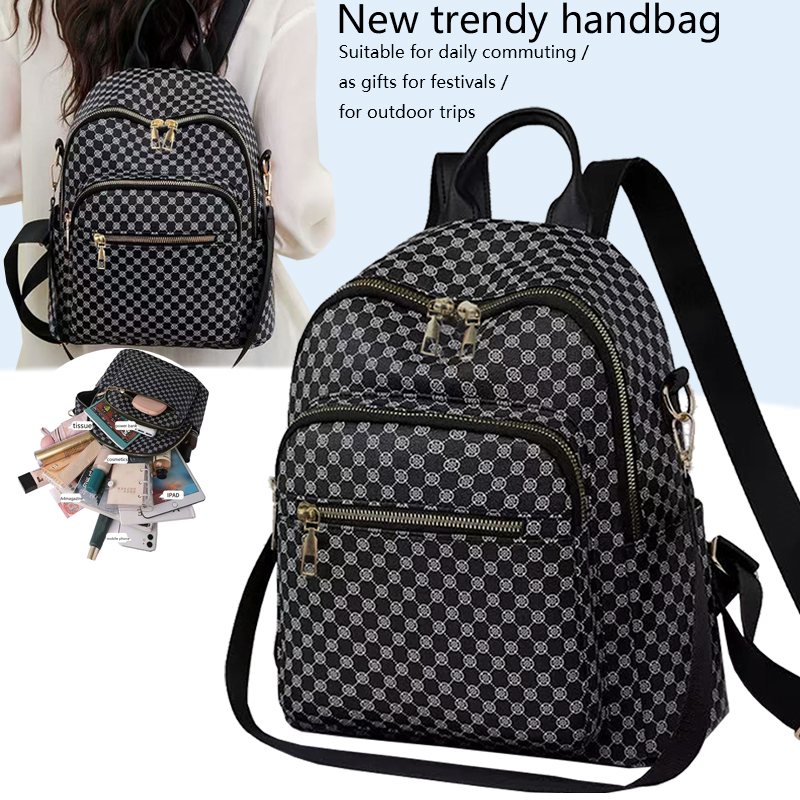 Vintage Fashion Boutique - Mochila PU com Padrão Geométrico Vintage