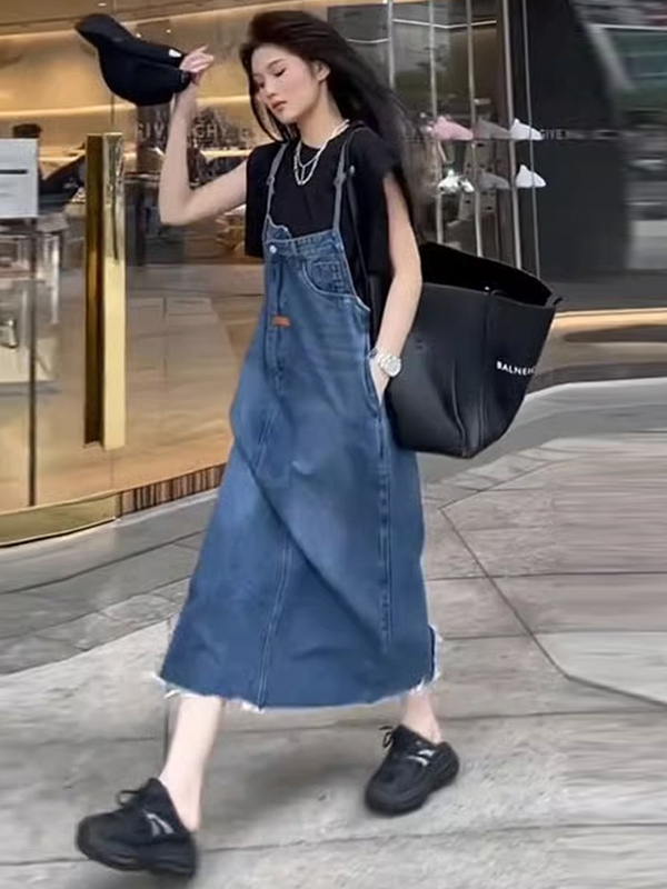 Denim Skirt Midi Vintage - Vestido Vintage Americano em Jeans para