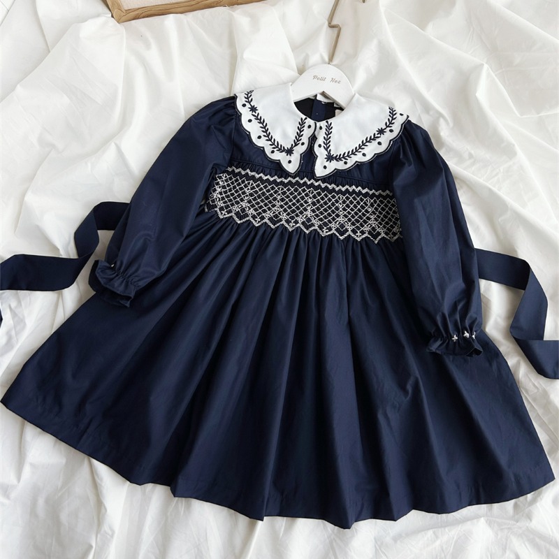 Vintage Fashion Boutique - Vestido Vintage Azul Escuro Bordado à