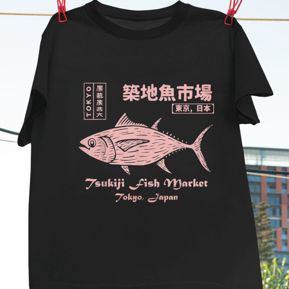 Vintage Fashion Tokyo - Camiseta Tsukiji Fish Market Maguro Tuna