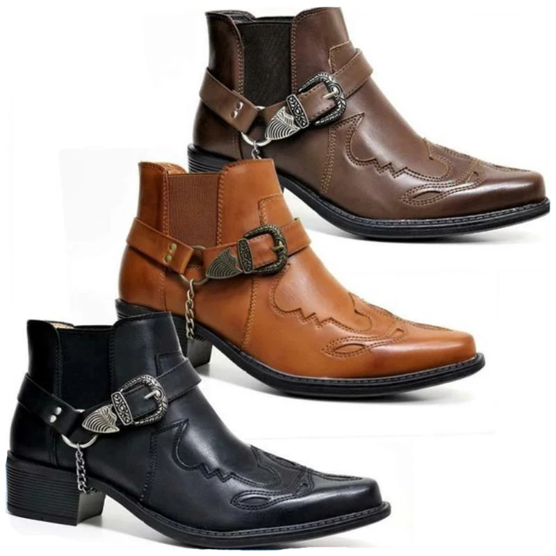 Vintage Fashion Aesthetic - Botas Masculinas de Couro Vintage Estilo