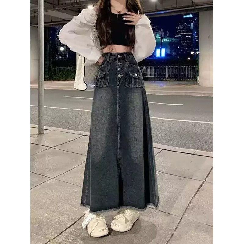 Saia Jeans Midi Feminina de Ci - Denim Skirt Midi Vintage avaliação e preço