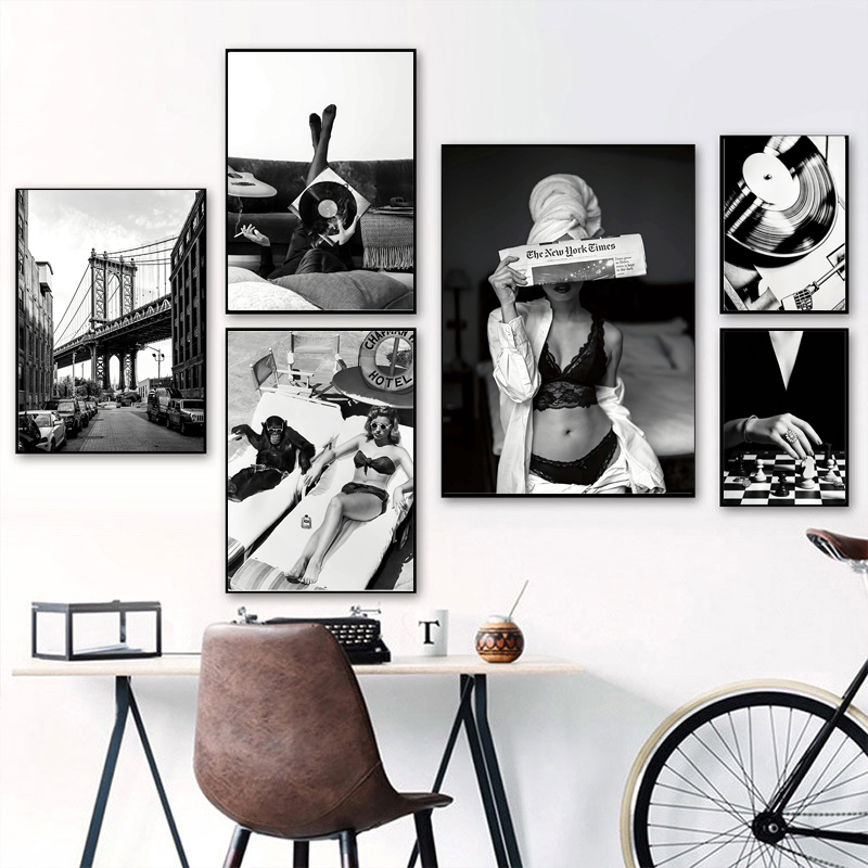Preto e branco vintage arte da - Vintage Fashion Prints For Wall avaliação e preço