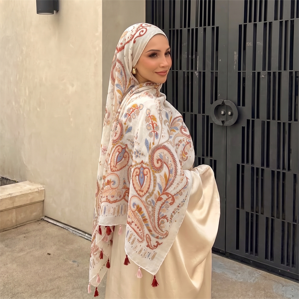 Lenço Hijab Vintage com Estamp - Vintage Fashion Women avaliação e preço