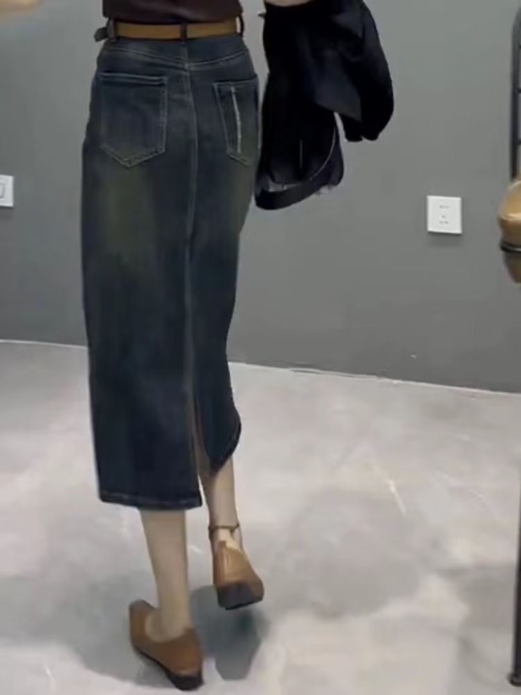 Saia Jeans Midi Feminina de Ci - Denim Skirt Midi Vintage avaliação e preço
