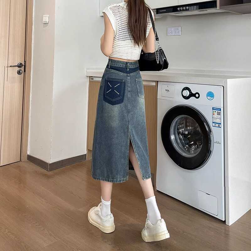 Saia Jeans Feminina Nova Coleç - Denim Skirt Midi Vintage avaliação e preço