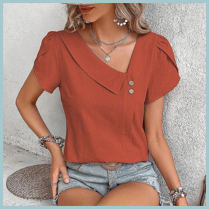 Blusa Vintage de Cor Sólida pa - Vintage Fashion Women avaliação e preço